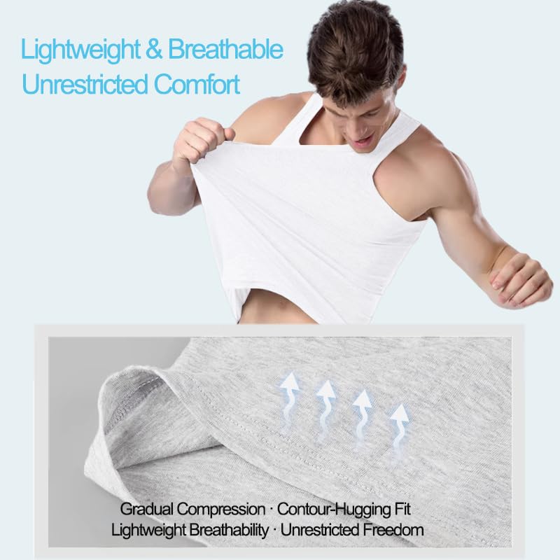 Undershirts for Men & Women, Cotton Soft Tank Tops, Stretchy and Breathable Sleeveless Shirts, White4
