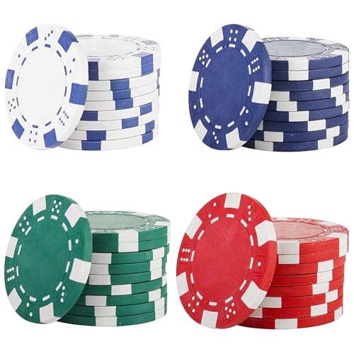 40 Stück Pokerkoffer, Pokerchips Zählchips aus Kunststoff, Poker Chip Set ohne Wert, Chips Pokerspiel und Partyzubehör für im Casinospiele, für Profis und Anfänger im Turnier Poker(4 Farben)