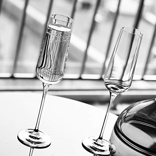 Champagne Glasses Set of 2 Christmas Flutes Lead Free 8Oz with Clear Long Crystal Stem -Valentine's Day Birthday Anniversary Christmas Gifts Perfect for Wedding Parties Bar and Any Occasion