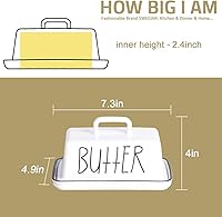 Vista 3 de Sweejar Mantequillera de cerámica con tapa con asa, mantequilla grande de porcelana de 7.3 pulgadas con tapa, perfecto para mantequilla de este