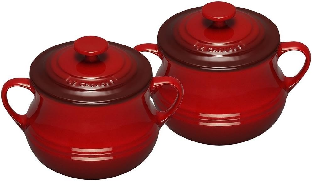 Le Creuset Stoneware Set of Two Soup Bowls, 0.5 L Cerise Amazon.co