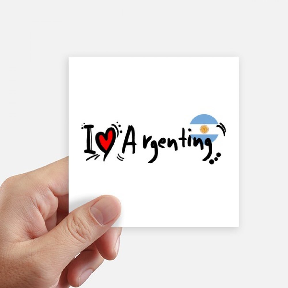 Autocollant J'aime Argentine pour ordinateur et valise de voyage - Pack de 8 stickers carrés 10cm