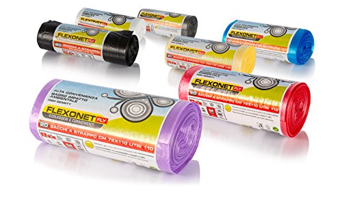 20 sacchi spazzatura a strappo resistenza media 55x70 40 litri basso impatto ambientale antigoccia nero sacchetti rotoli rifiuti