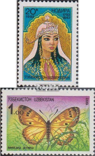 Prophila Collection Uzbekistan 1,2 (Completa Edizione) 1992 Nadira, Flora (Francobolli per i Collezionisti) Farfalle