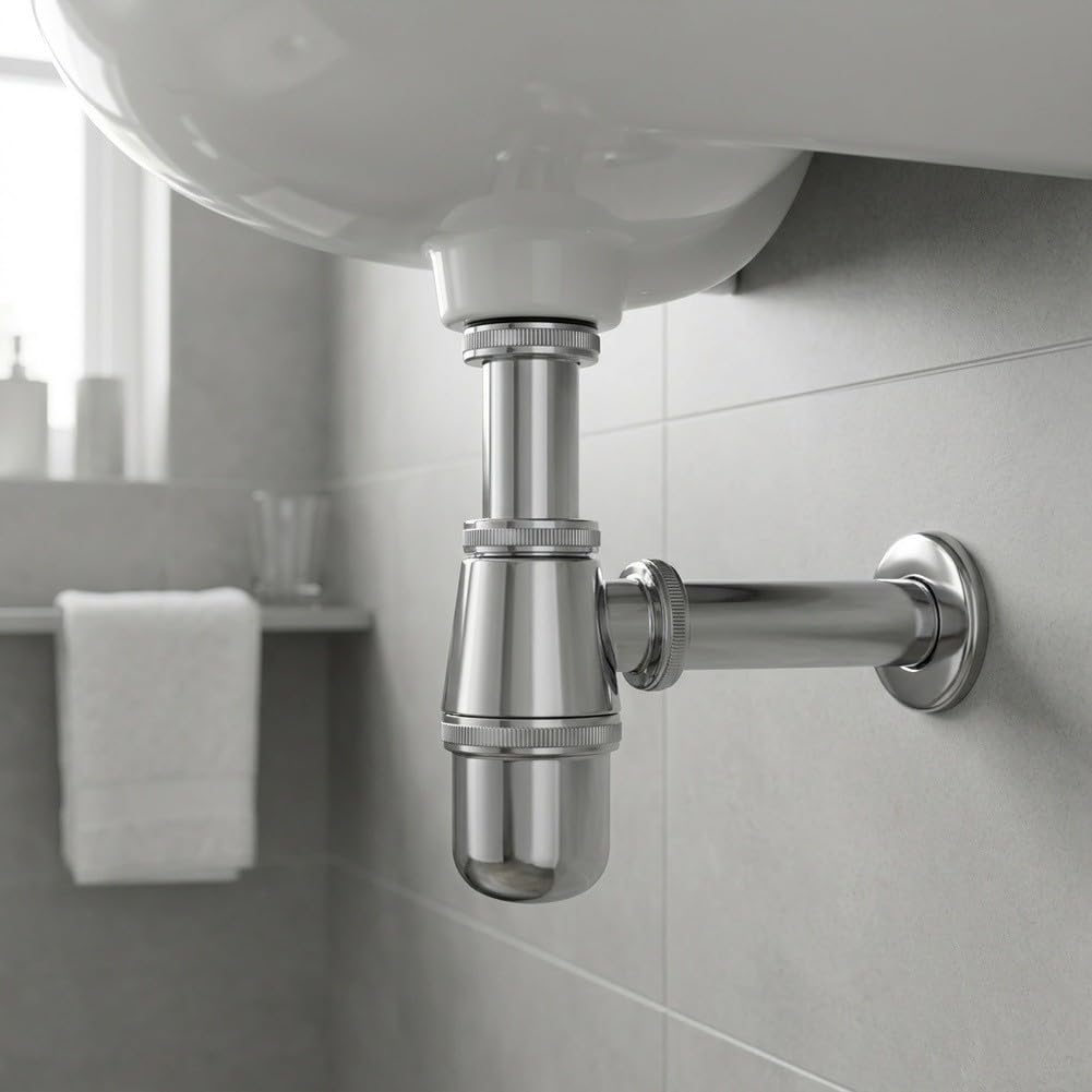 Sifón Lavamanos para latón Macizo Ajustable 32cm Sifón Lavamanos