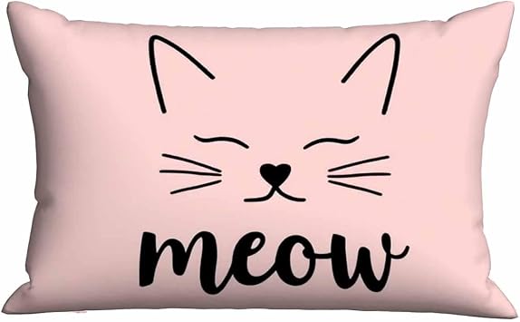 غطاء وسادة مستطيل من Mugod Smile Kitten Cat Face Meow ، وسادة زخرفية لأريكة / أريكة / غرفة نوم / معيشة 20x30 بوصة