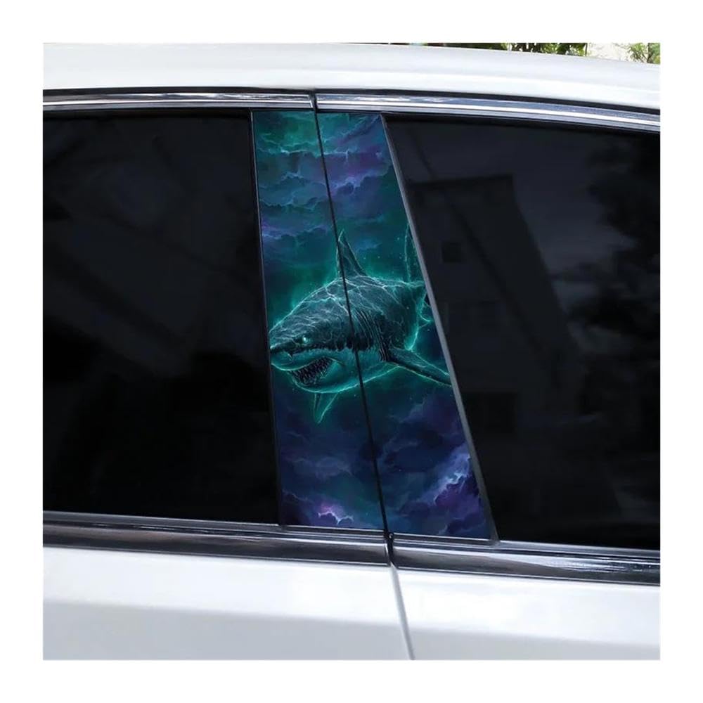Body Parts 1pair Car Door Pillar Decoration Sticker Horror Shark Sticker DIY Car Center Column Sticker(B)
