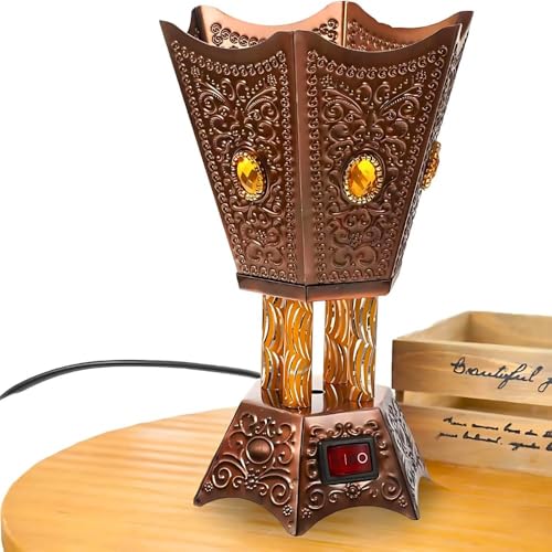 Image of Drumstone (𝗦𝗽𝗲𝗰𝗶𝗮𝗹 𝟭𝟬 𝗬𝗲𝗮𝗿𝘀 𝗪𝗮𝗿𝗿𝗮𝗻𝘁𝘆) Premium Arabian Bakhoor Electric Burner - Elegant Middle Eastern Metal Censer for Home & Office Decor - Fast Heating Technology