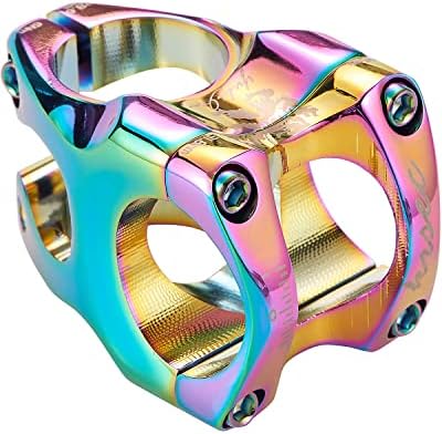 Bike Stem 35mm Short MTB Handlebars Riser Rainbow Ultra-Light CNC Aluminum Alloy 31.8*28.6mm For Mountain bike Enduro Trail AM XC FR DH Bicycle Parts (colorful)