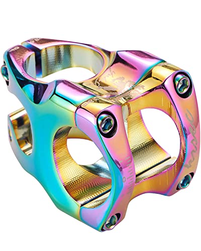 Bike Stem 35Mm Short Mtb Handlebars Riser Rainbow Ultra-Light Cnc Aluminum Alloy 31.8*28.6Mm For Mountain Bike Enduro Trail Am Xc Fr Dh Bicycle Parts (Colorful) #TOP3