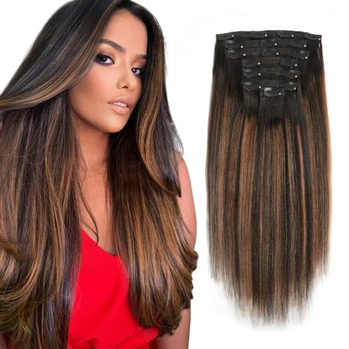 ABH AMAZINGBEAUTY HAIR Yaki �X�g���[�g�N���b�v�C�� ���[�e�b�h �i�`������ �u���b�N����`�F�X�i�b�g �u���E�� �n�C���C�g 1BT1BP30# ���L �N���b�v �C�� �w�A �G�N�X�e���V���� ���A�� �l�� �� ���� 12 �C���` 