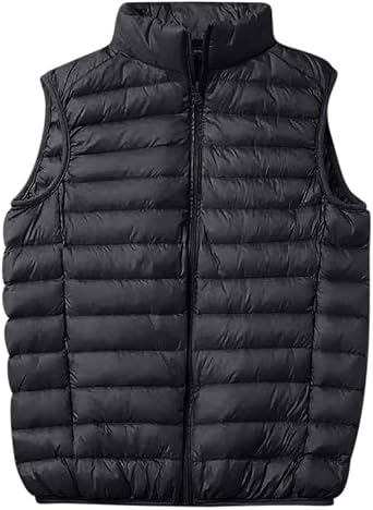 BFAFEN Mens Puffer Vest Lightweight Casual Zipper Sleeveless Down Jacket Warm Golf Travel Winter Vest Fall Clothes