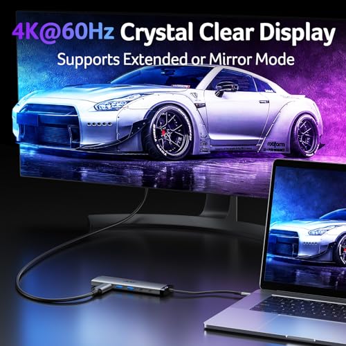 Image of Acer 8 in 1 USB C Hub 10Gbps, USBC to HDMI Adapter 4K@60Hz for Laptop /Mac | Type C Multiport Splitter with 2xUSB C 3.2 & 2xUSB A 3.0 Data Transfer, 100W Max PD Port, SD /TF Card Reader, 0.65ft