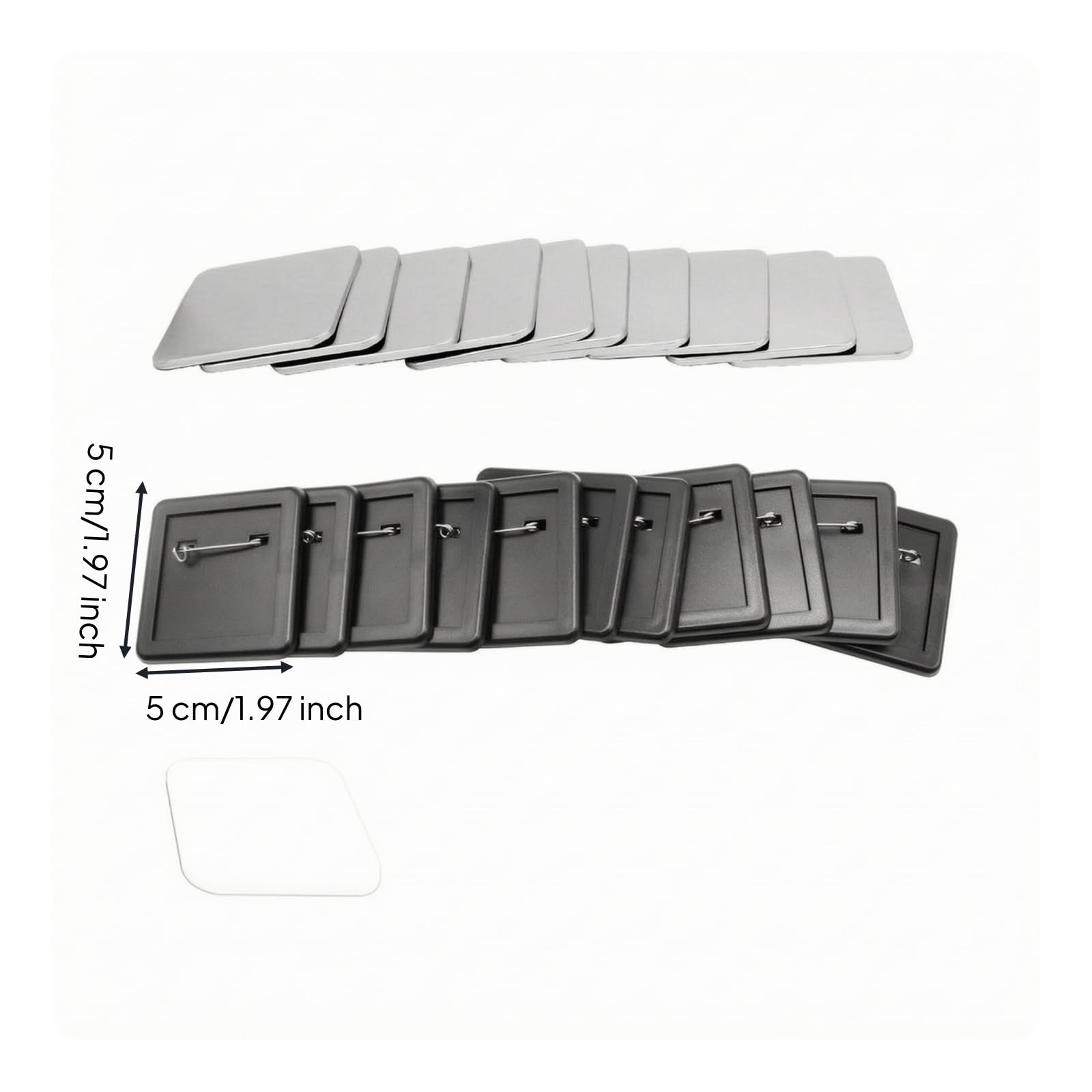 Colcolo 100 Stück DIY Metall-Buttonrohlinge | Transparent, Ansteckerrohlinge mit Sicherheitsnadel, Personalisiert, Abzeichenrohlinge mit Sicherheitsnadel, Bastler,