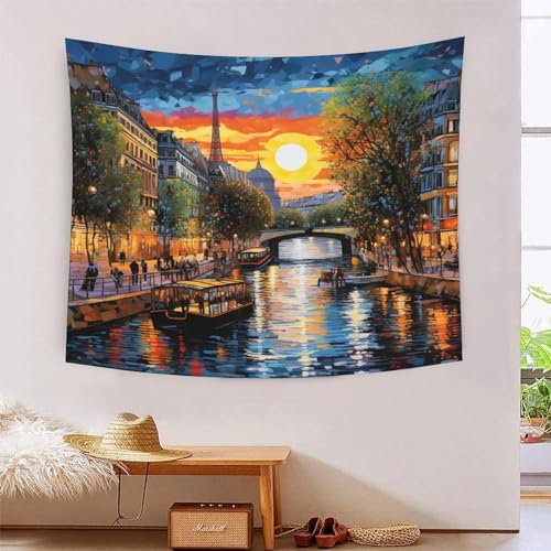 Tapisserie murale 3D pour agrandir une petite pièce tissu paysage urbain salon