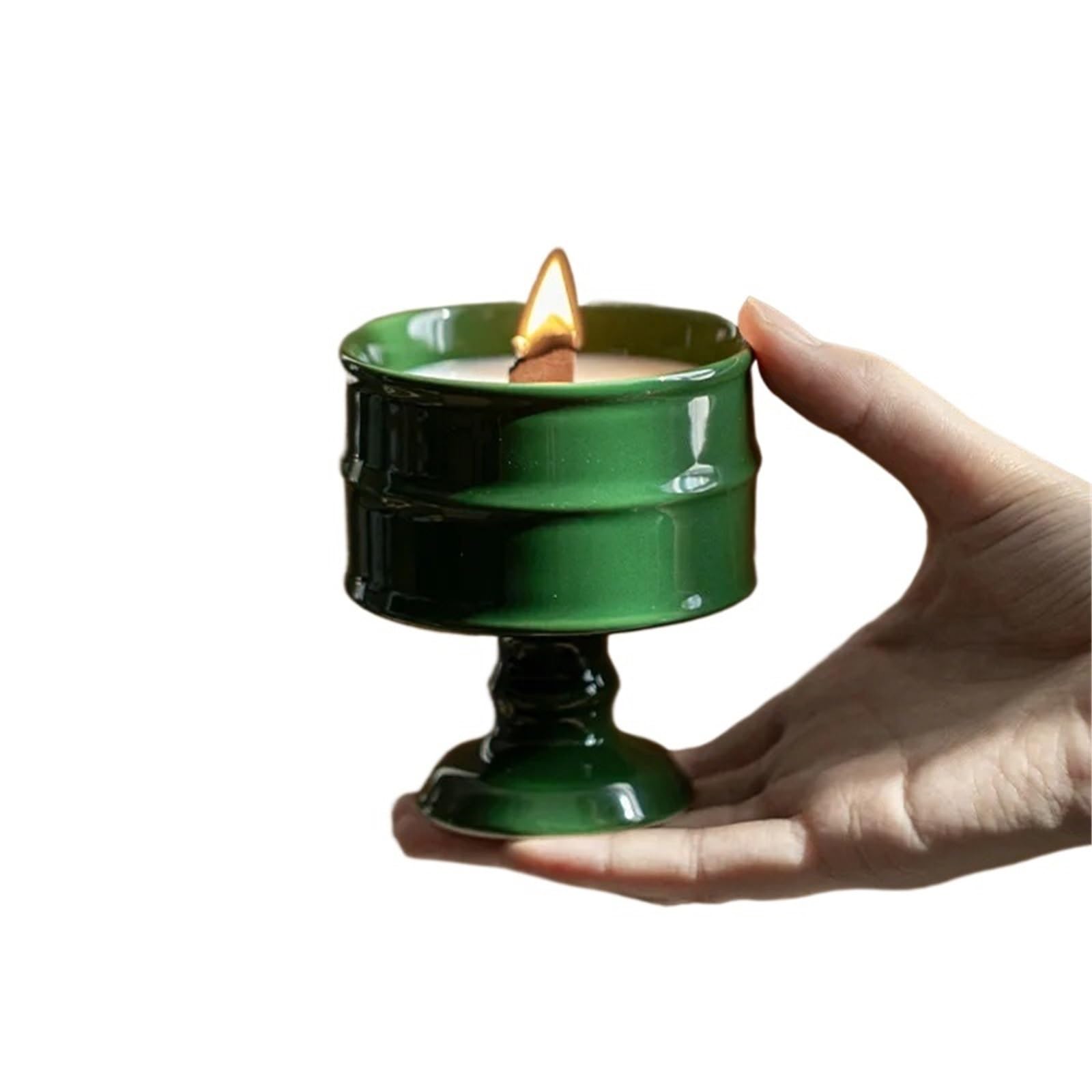 1Pair Ceramic Decorative Candlestick Tealight Candelabra Big Candle Holder Ornaments Home Table Base For for Candle(Green no candle)
