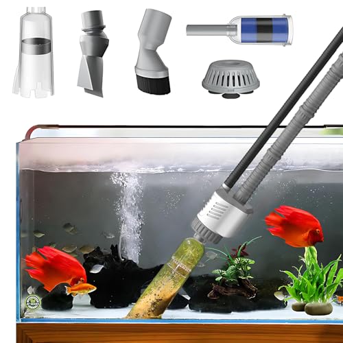Image of Fish Tank Cleaner, 15KPA Suction with Auto Water Change, 30W High Power PP Material, Multi Strainer Gravel Washer for Aquarium, Sand Cleaning Water Purification