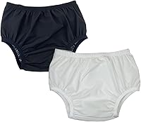 LFDAVP Leakproof Reusable Adult Cloth Diaper Covers - Incontinence Briefs Plastic Pants 2-Pack White Black Medium