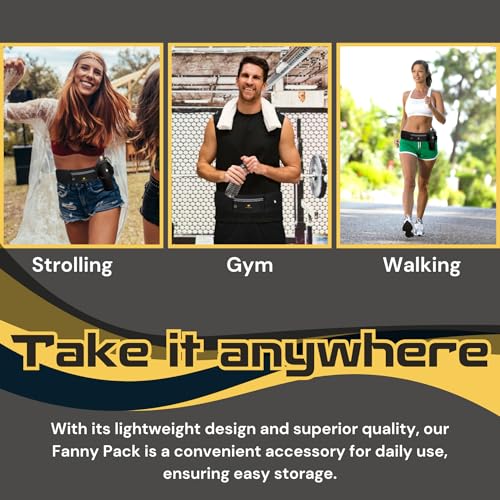 FitNation Fanny Pack Men & Women with Extender Strap & Water Bottle Pouch - Slim Waist Bag for Walking, Jogging, Hiking & Gym - Adjustable Size Running pack - hiking accessories running equipment
