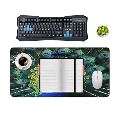 Blue Peacock Desk Mat Non-Slip Large Mouse Pad 60x30 cm miniatura 4