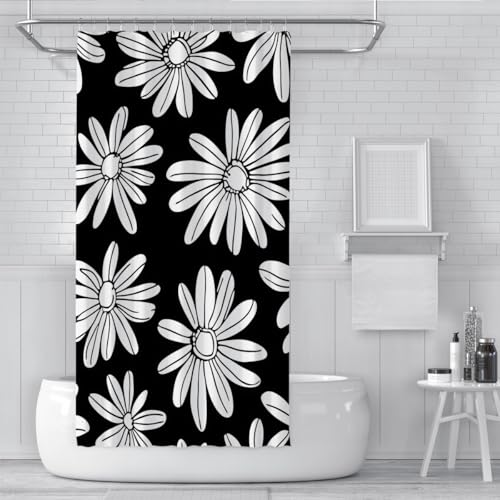 Écran douche lavable séchage rapide à motif botanique noir - 3