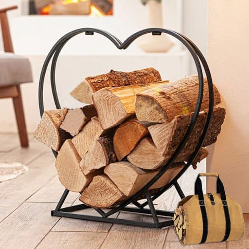 KRXSOBNV, Pequeño estante decorativo for leña, aro for troncos de for chimenea interior, anillo almacenamiento madera, acero tubular redondo for terraza Patio,Estante para leña
