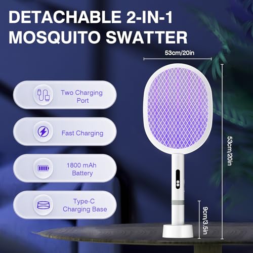 Electric Fly Swatter Racket 4000V 2 in1 Detachable Bug Zapper - image 2