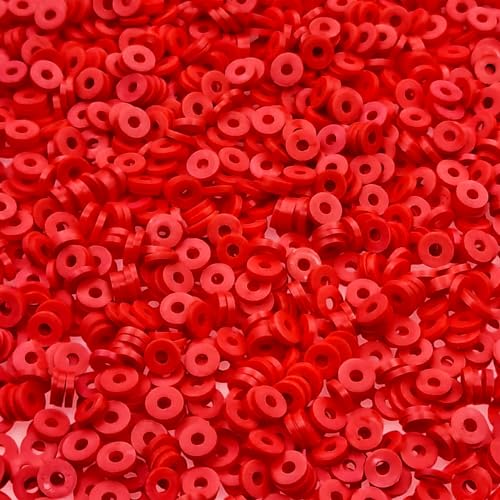 Amaney Red Heishi Beads 3000pcs 6mm Polymer Clay Beads for Jewelry Making Bracelets Necklace