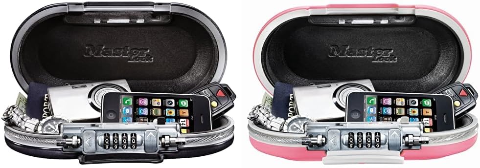 Master Lock Portable Small Lock Box, Personal Travel & Personal Safe, Set Your Own Combination Portable SafeSpace, 9-17/32 in. Wide, Pink, 5900DPNK