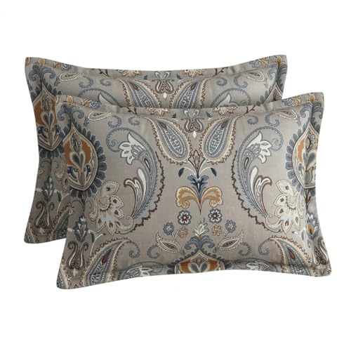 Image of Cotton Bolls Textiles Glace Cotton Flat Bedsheet 90x90 Inch with 2 Pillow Covers - Soft Breathable Glace Cotton, Printed Bedding Set for Double Bed