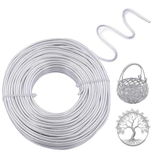 Silver Aluminum Craft Wire 2mm×100FT Bendable Metal Wire 14 Gauge for Jewelry Making DIY Art Projects Floral Fishing Reusable Wires