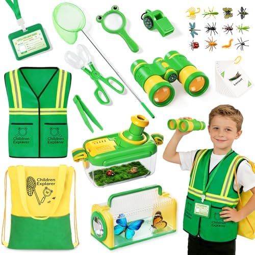 Kids Explorer Kit & Bug Catcher Kit with Vest, Carry Bag, Binocul...