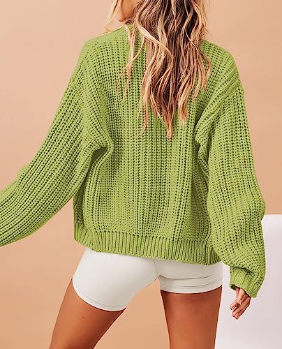 Image of Viottiset Women's Full Zipper Oversized Cardigan Sweater Long Sleeve Chunky Knit Cardigans Jacket Coat
