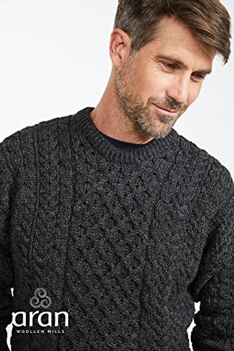 Aran Woollen Mills Carraig Donn 100% Natural Wool Crew Neck Aran Sweater (Large)2