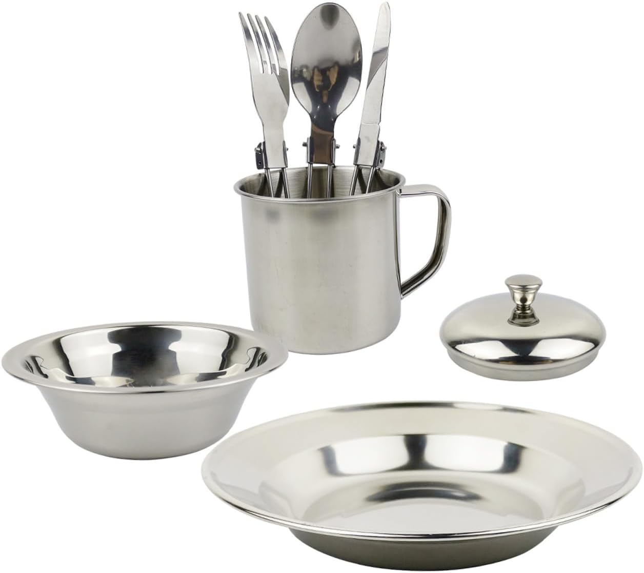 Zerodeko Stainless Steel Camping Cookware Set with Cooking Utensils Portable Picnic Pot and Mess Kit for 1-2 People Outdoor Hiking and Travel