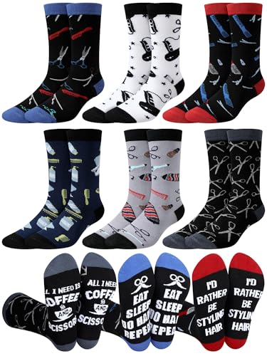 Eurzom 6 Pairs Funny Men's Hairstylist Socks Novelty...