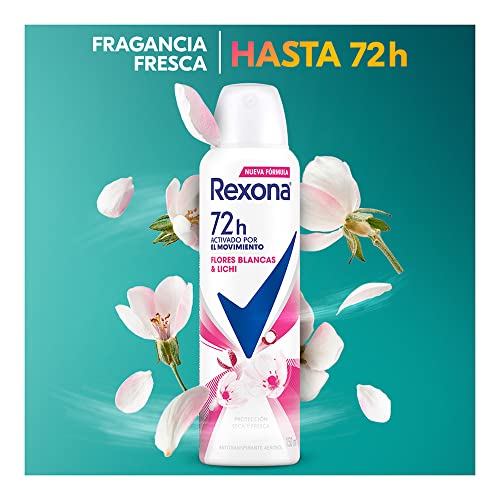 Rexona Desodorante Aerossol 150Ml Flores Brancas e Lichia Unit, Branco (A embalagem pode variar)