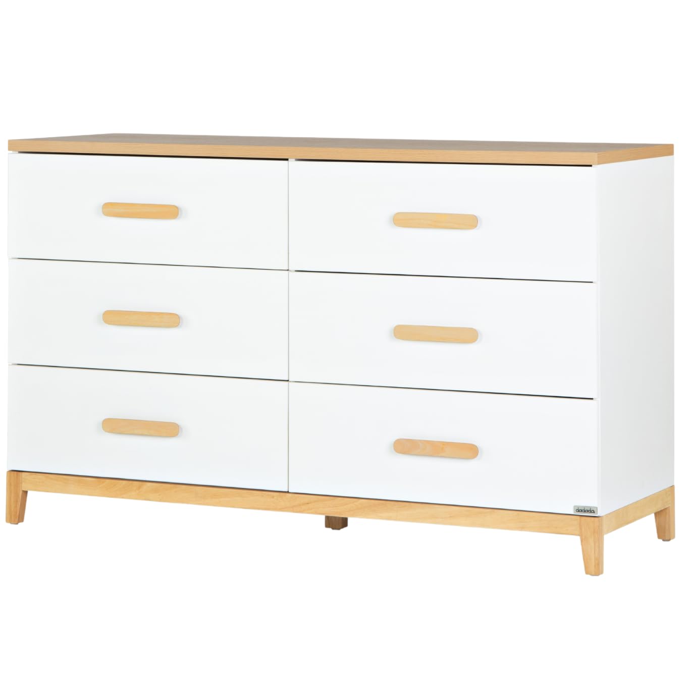 dadada LaLa Wooden Dresser - White Modern Nursery Dresser, Kids Dresser, Baby Dresser with Changing Table Top, Bedroom Storage, Anti-Tip (Big 6-Drawer)