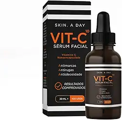 Sérum Facial Antimarcas Clareador Complexo Vitamina C 10 Nanoencapsulada +Ácido Hialurônico +Rosa Mosqueta | Luminosidade, Hidratação, Firmeza e Tom Mais Uniforme | Textura leve e