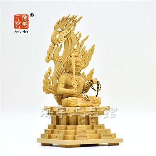 不動明王　木彫　高31cm 新品 柘植　仏像 Amazon｜木彫り仏像 【座不動明王】 柘植（つげ） 身丈：坐2.0寸｜仏像
