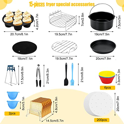 Accessories For Air Fryer, 15Pcs Air Fryer Accessories For 3.0Qt-5.8Qt Cosori Gowise Phillips Ninja Cozyna Air Fryers #TOP1