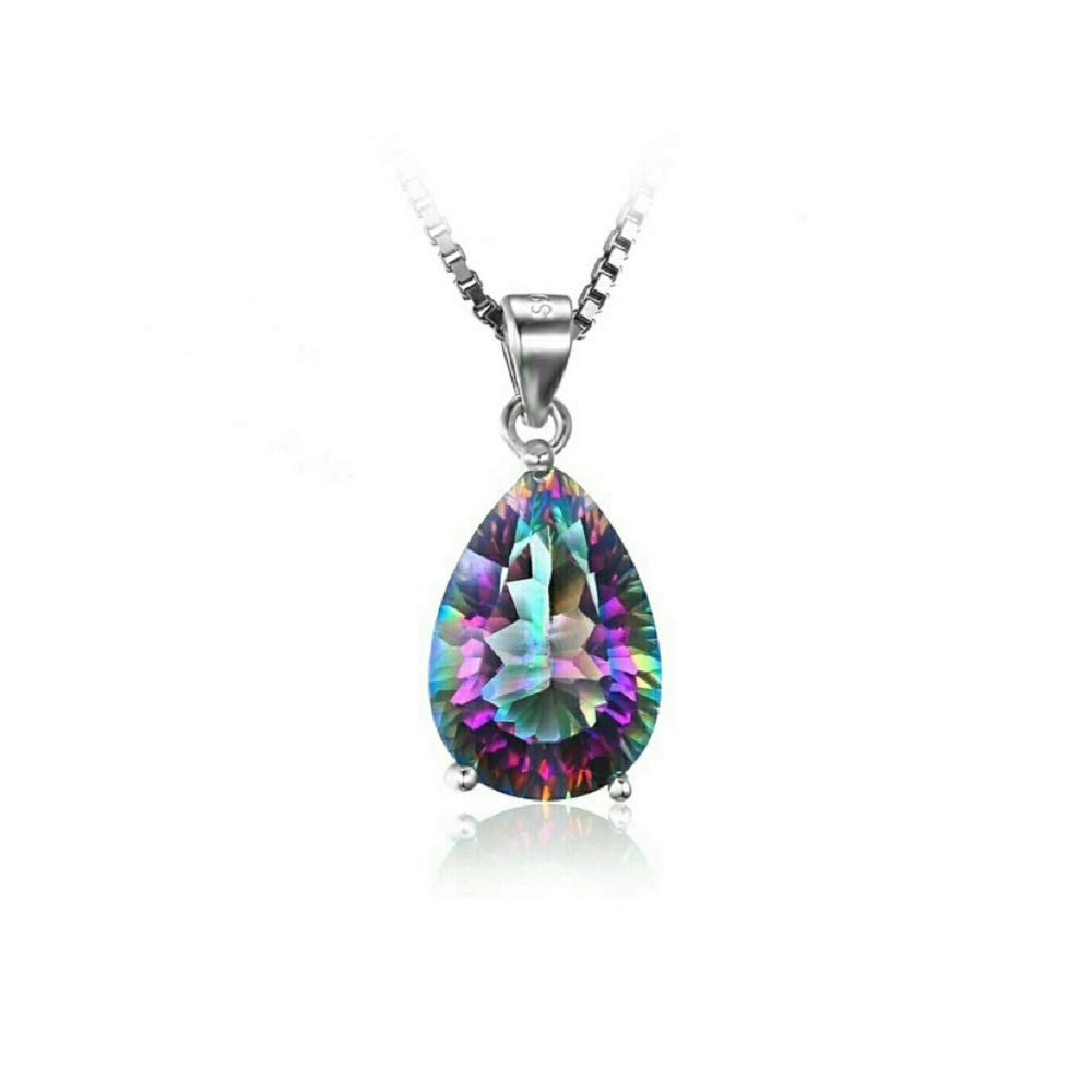Silver Moon Bay Rainbow Fire Mystic Topaz Pendant Necklace