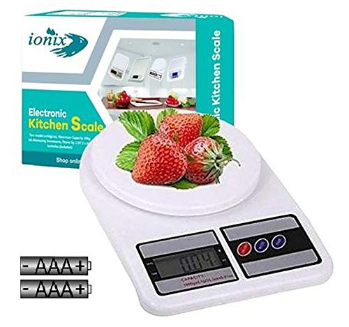 IONIX Weighing Machine for Food | Capacity 10Kg | Weight Machine for Kitchen, Weighing Scale, Kitchen Scale for Home, Shop & Personal Weight Measurement with LCD Display & 2AA Battery included-image-44
