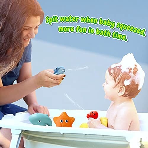 PATIFEED Badespielzeug für Kinder, Spritzen Badewannenspielzeug, Wasserspielzeug mit Fischernetz für Duschen und Schwimmen, Geschenk für 3 4 5 6 7 8+ Jahre Kleinkind Jungen Mädchen