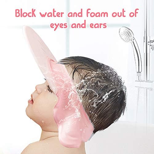 Maydolly Shower Cap for Kids Adjustable Baby Hair Washing Guard Bath Shield Visor Hat Eyes and Ears Head Protection Bath Shampoo Hat Waterproof Shower Cap for Kids Toddler