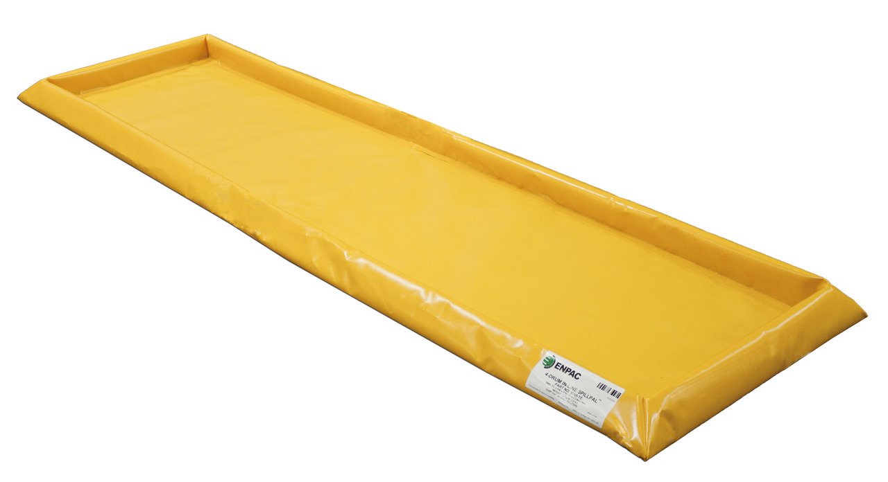 ENPAC 4 Drum in-Line SpillPal Flexible Spill Deck, Yellow, Tough, Durable, Low-profile, Foldable, Two-way Air Relief, Foam Sidewalls