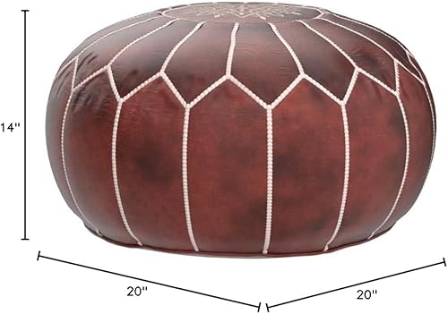 Miniatura 14 de ARTOUARZAZATE Funda de puf otomano de cuero marroquí de alta calidad, taburete otomano Hassock 100% cuero natural real, regalos para el hogar,