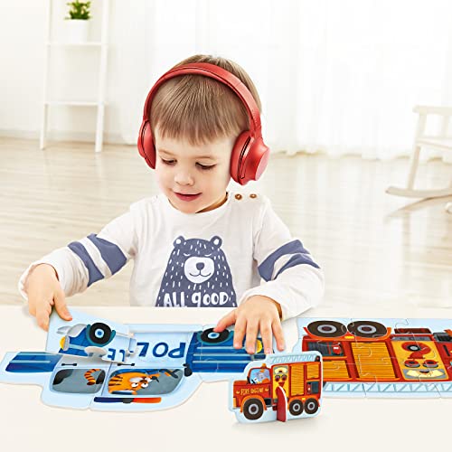 Image of TOI 6 Packs Large Piece Toddler Jigsaw Puzzles for Kids Ages 3-5 - Traffic | My First Puzzle, Animal Shaped Floor Puzzles for Beginner, Preschool Learning Game, Educational Activity for Boys Girls Gift