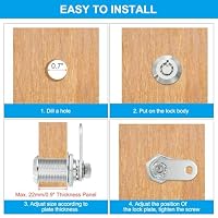 PATIKIL 4er Pack Schrank-Cam-Schloss Schlüssel 1-1/6" 30mm Chrom – Ansicht 7