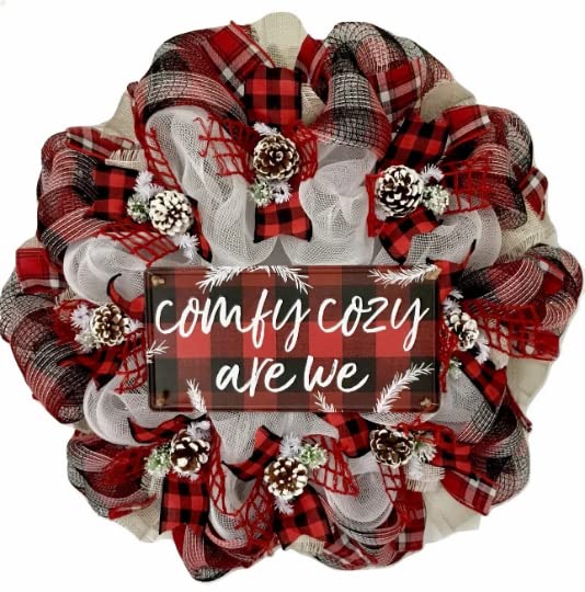 Comfy Cozy Are We Winter Wreath Handmade Deco Mesh